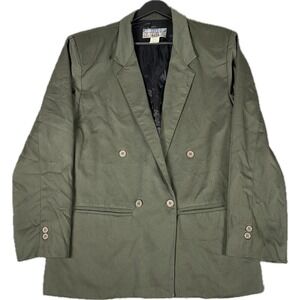 Impact Mens Blazer Medium Green Vintage 80s Shoulder Pads Double Breasted USA